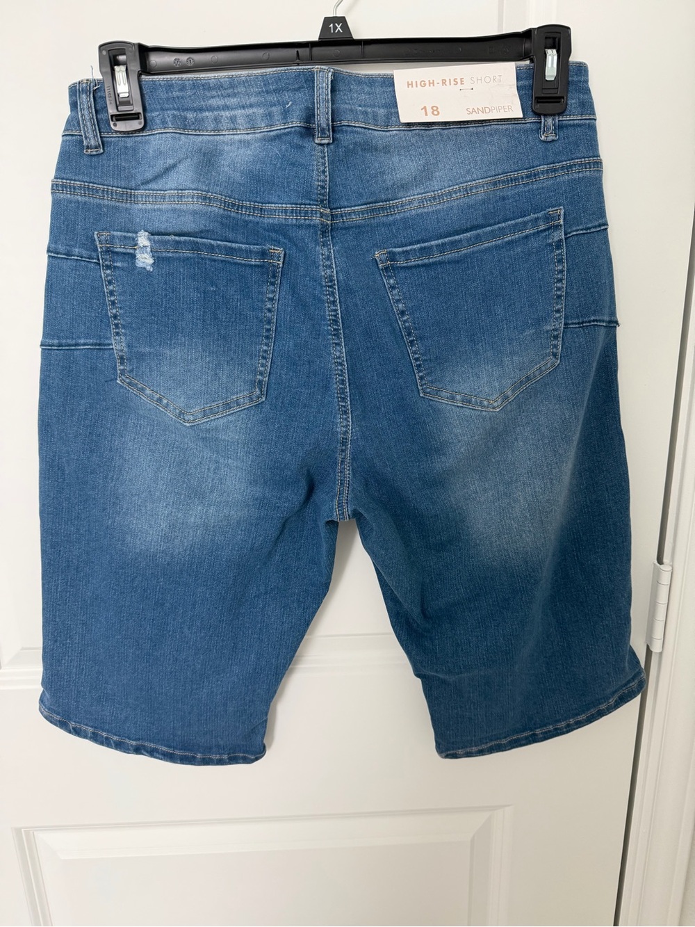 Sandpiper High-Rise Denim Bermuda Shorts in Blue
